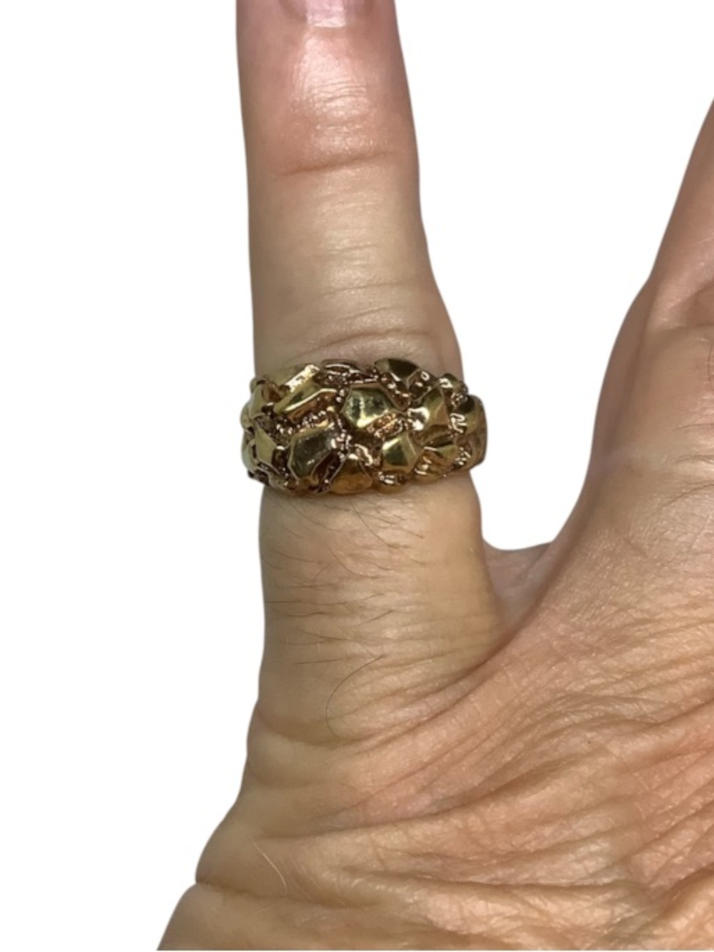 18K HGE Gold tone unisex Nugget Ring